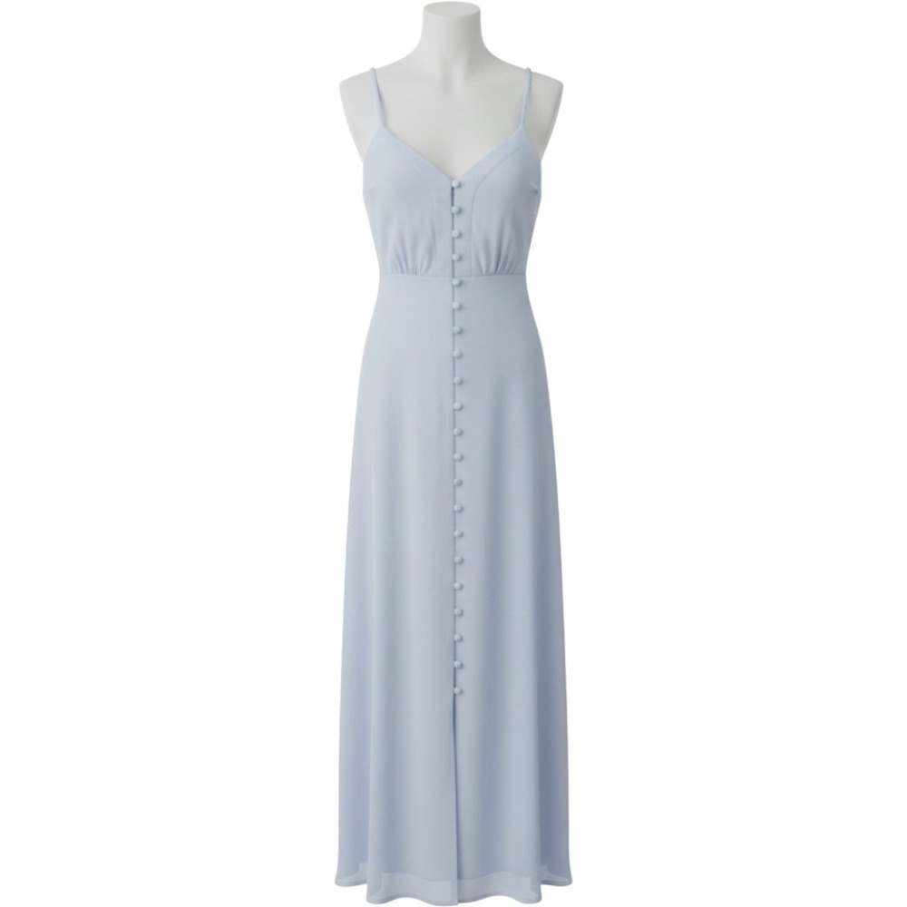 ModCloth Womens Light Blue Button Front V-Neck Maxi Dress Size 0